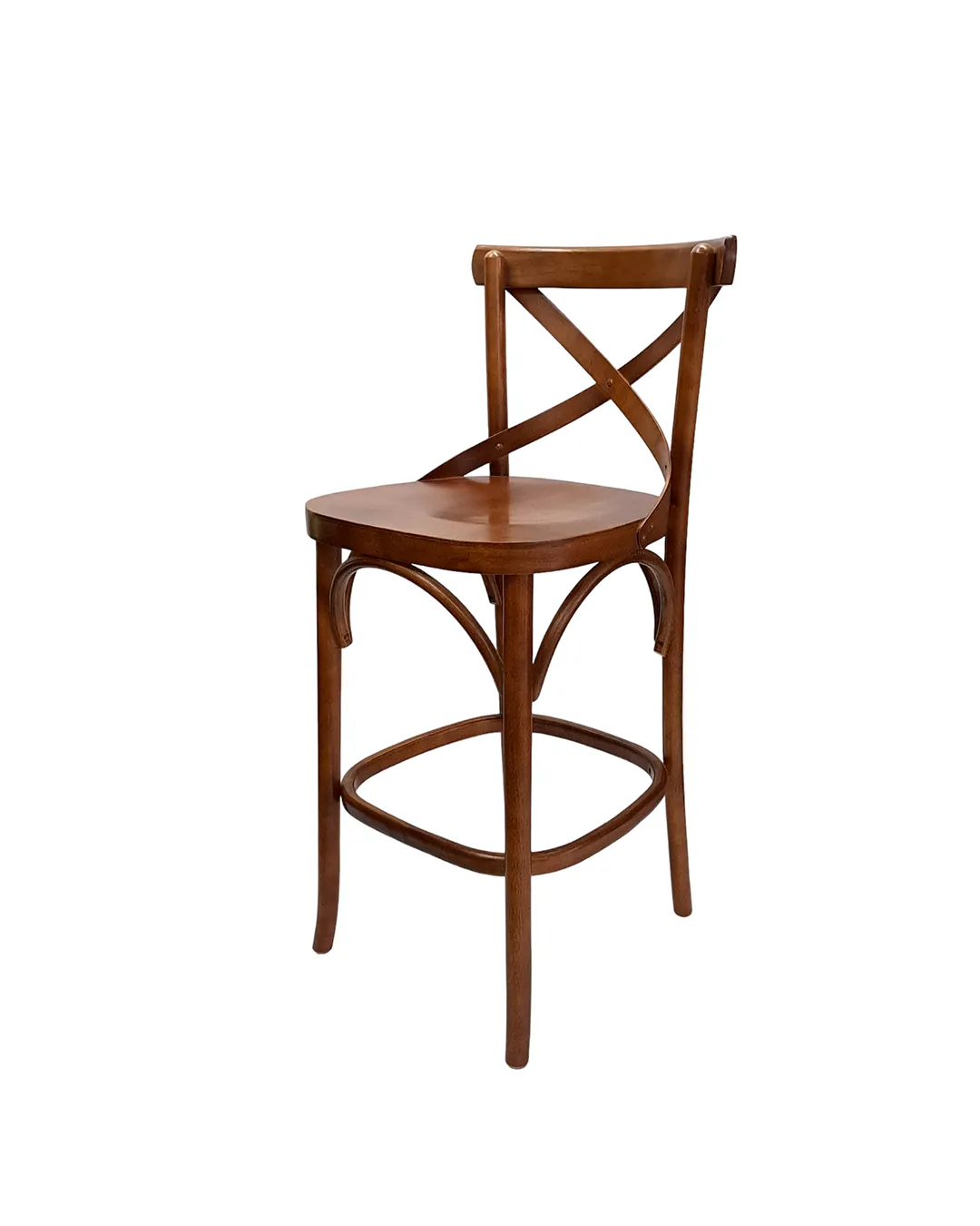 Banqueta X, castanho · madeira